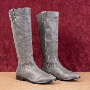 Steve Madden Women Ryson Grey Leather Tall Riding Equestrian Knee Boots sz 8.5